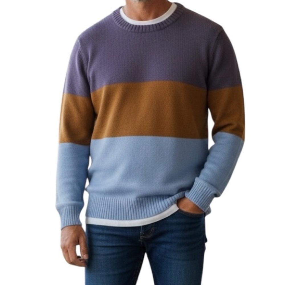 NWOT AYR Men’s The Yachty Sweater XS Wool Blend Striped‎ Moma Colorblock